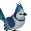 Statue miniature en métal bleu Jay