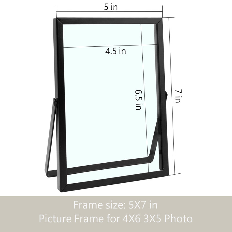 Floating Metal Frame with Real Glass, Black, 5" x 7"