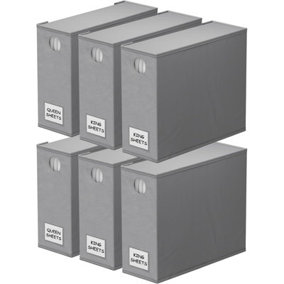 6-Pack Bed Sheet Organizers – Foldable Storage for Queen & King Size Sheets, XL Bedding Folder with Window for Linen Closet Organization