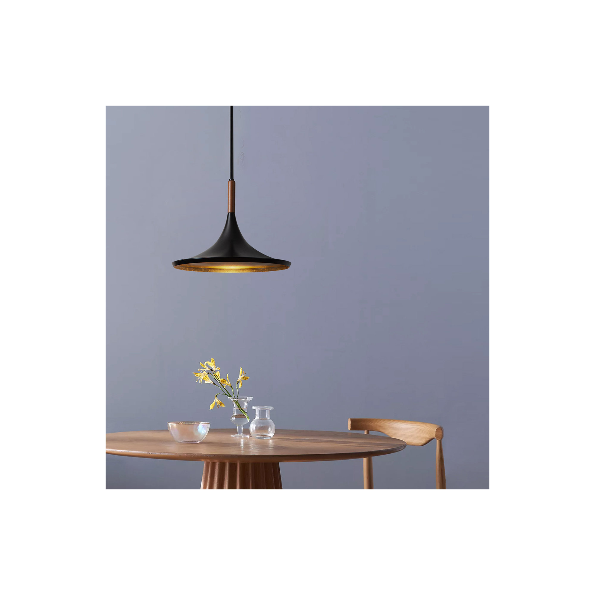 Lodi Pendant Light - Matte Black, Walnut, Large
