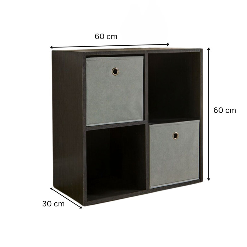 Steib 2x2 Storage Cube Bookcase Unit, Black