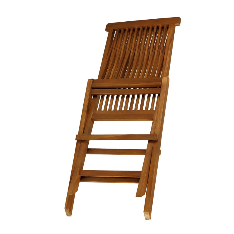 Tropical Solid Wood Patio Folding Chair Set of 2