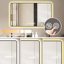 Miroir de salle de bain à cadre noir 48 x 32 - avec affichage de la température, modifications tricolores, désembuage, verre incassable, affichage de l'heure sécuritaire, fabrication