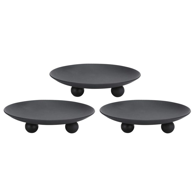 Porte-bougie décoratif en fer, ensemble de 3, support de bougie pour bougies à DEL et à cire, Noir, noir, noir, noir