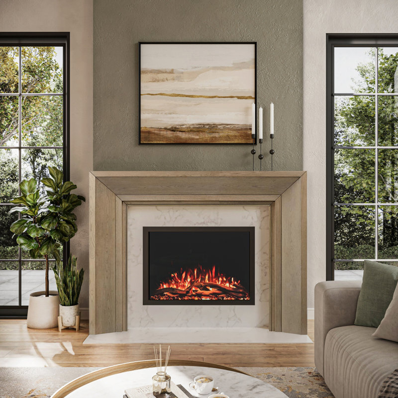 Modern Ember Everly Wood Fireplace Mantel Surround Kit in White | 56" x 42" Opening | 54", 72", Blonde