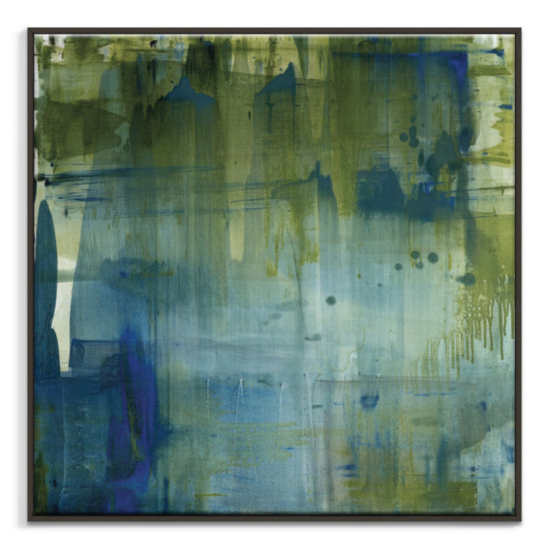 Plantation by Sally Adams - Painting on Canvas, 41cm H x 41cm W, Black Floater Frame