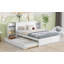 Lit plateforme avec rangement et tablettes coulissantes et gigogne simple TG, blanc-109080092