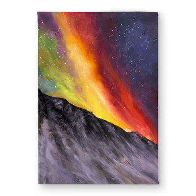 Aurora Borealis Mountain Purple Door Mat | Indoor Outdoor Decor