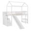 Lit mezzanine simple avec deux tiroirs et glissade, lit maison avec glissade, blanc-1650965345