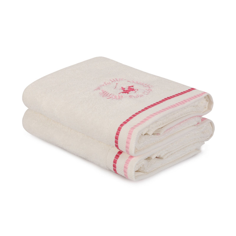 2 Piece 100% Cotton Hand Towel Set, Cream