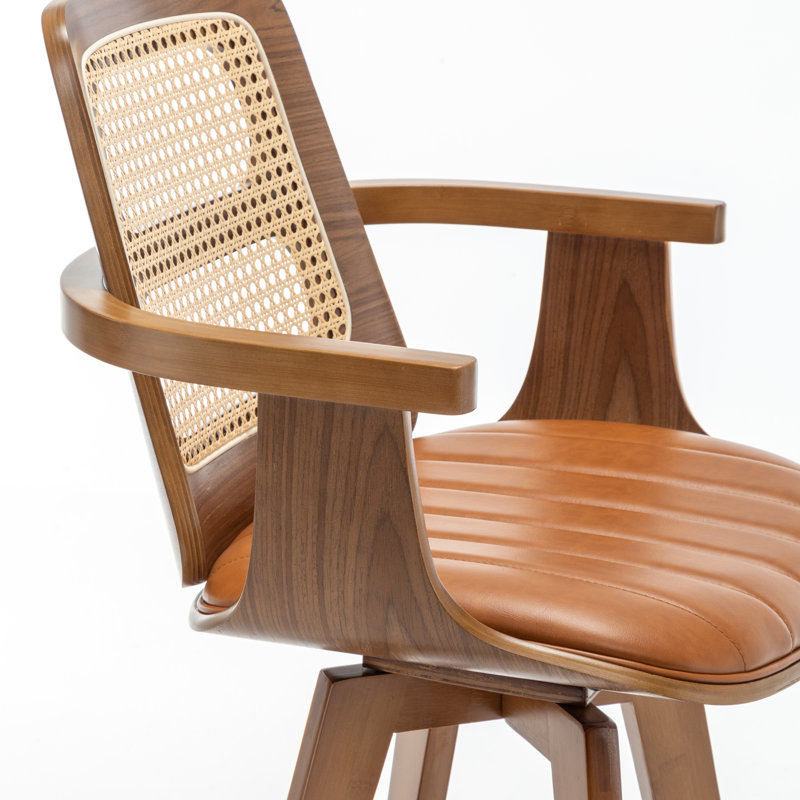 Tabouret de comptoir pivotant Clero, Tabouret de comptoir (siège d'une hauteur de 26 p, Brun