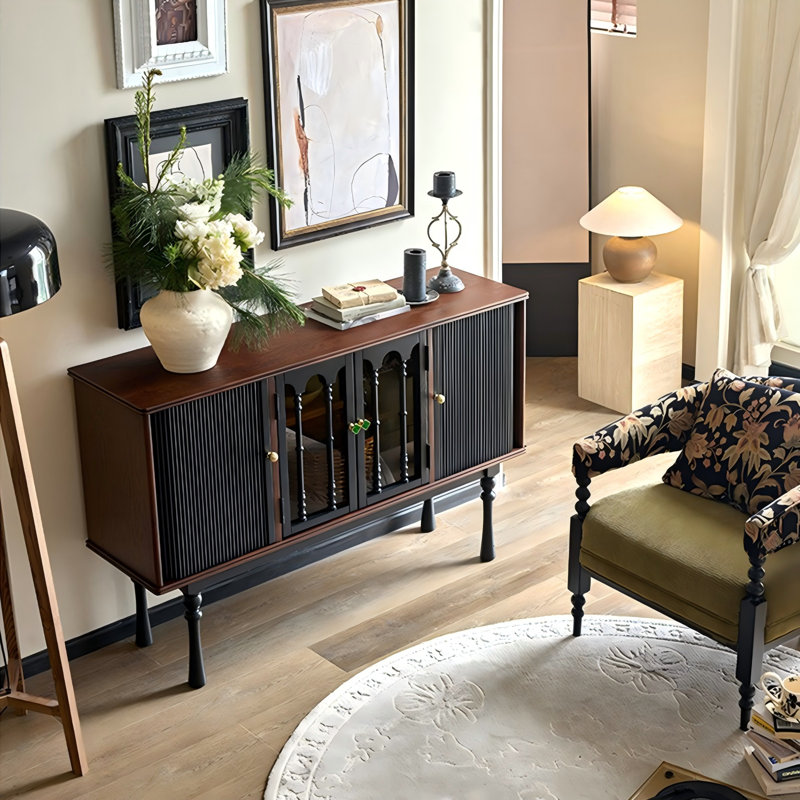Buffet décoratif 55,12 po en bois de frêne brun et noir