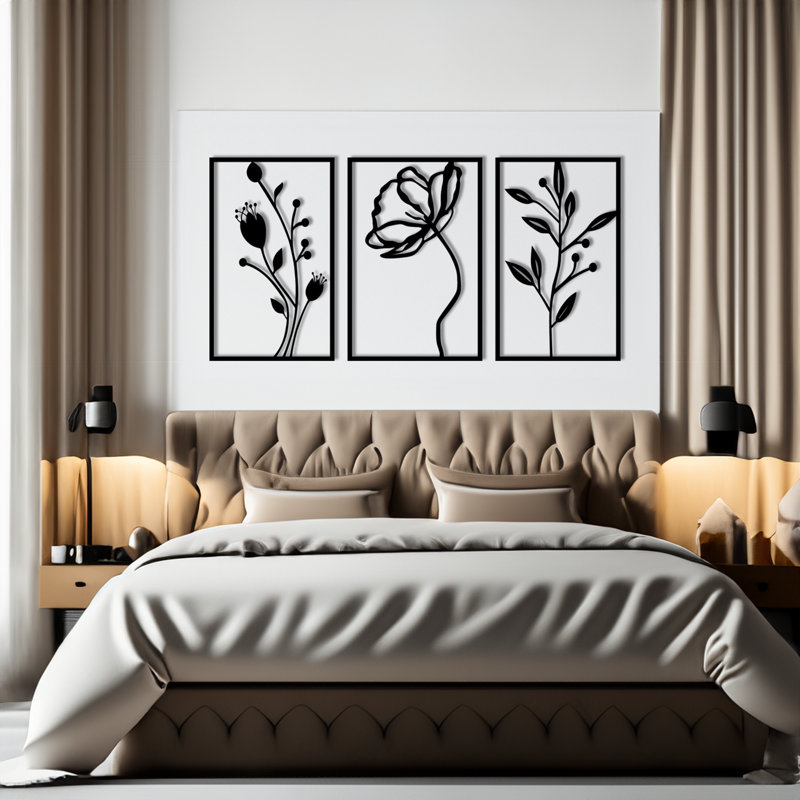 Élégant accessoire mural décoratif en métal, noir, 27,6 po x 15,4 po | Fabrication 100% métal, épaisseur: 0,05 pouce | Parfait pour rehausser la décoration intérieure, design durable et élégant pour n'importe quelle pièce