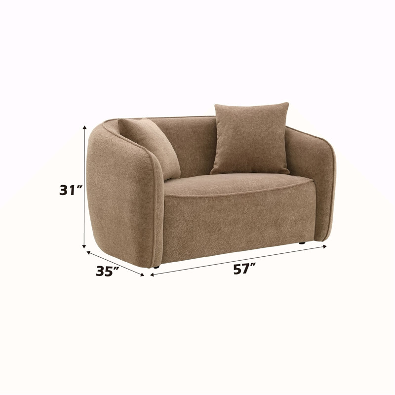 Causeuse en chenille Keith Brown avec 2 coussins décoratifs assortis, Brun