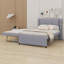 Lit plateforme tapissier avec lit gigogne-413692911