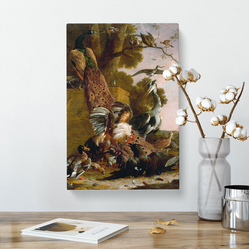 The Raven Robbed Of The Feathers by Melchior D'Hondecoeter - Wrapped Canvas Print, 76cm H x 50cm W x 3cm D