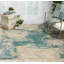 Tapis ivoire / bleu sarcelle à motif abstrait Greater Taree-1934836135