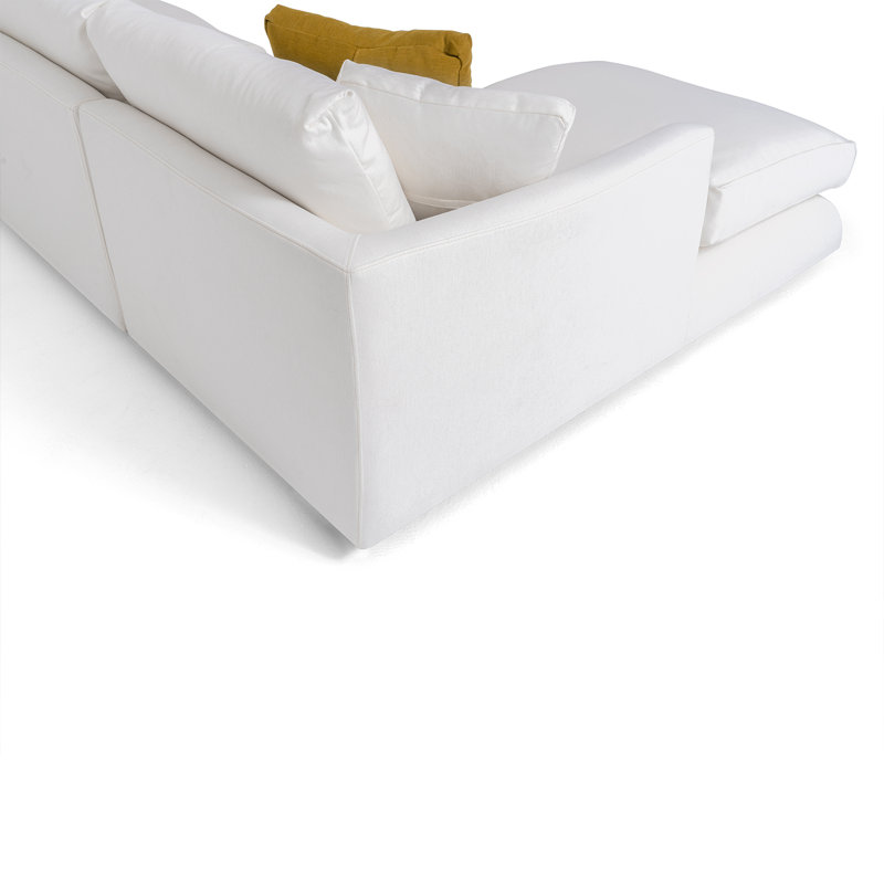 Canapé modulaire Delaia, Mélange de lin blanc, Accoudoir à gauche (vu de face)