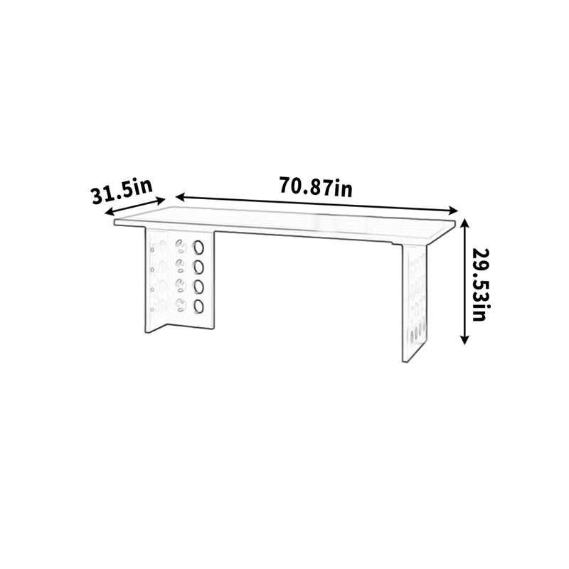Bureau simple avec surface de travail en bois massif, H 29,53 po x l 70,87 po x P 31,5 po