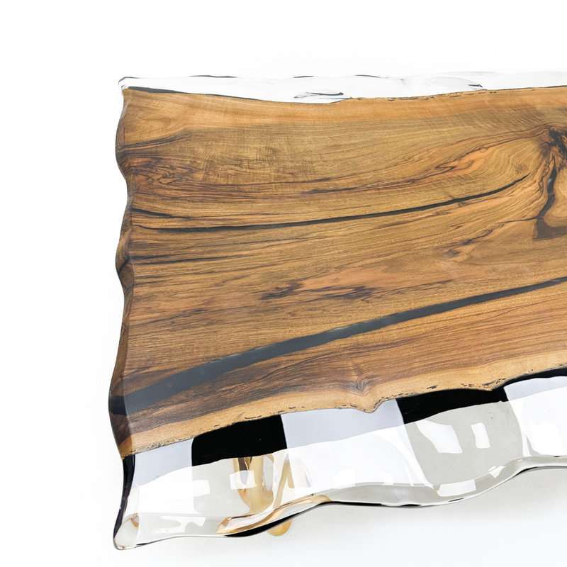 Live-Edge Wavy Epoxy Dining Table
