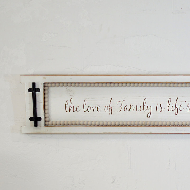 VIP Wood 28 in. Destressed White Family Love Sign 