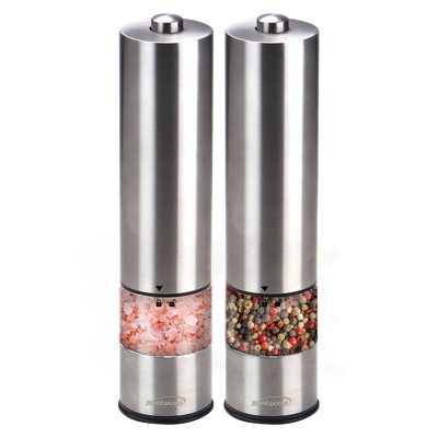 Electric Blue LED Stainless Steel Salt and Pepper Adjustable Ceramic Grinders