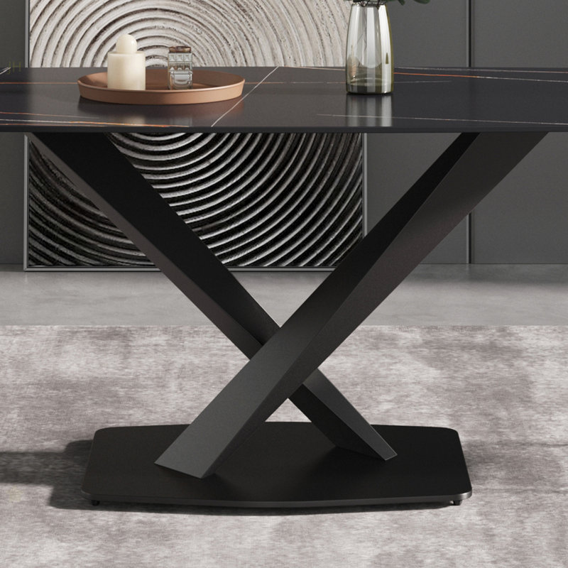 Table de salle à manger 63 po 63 po, Noir, H 29,53 po x L 63 po x l 31,5 po