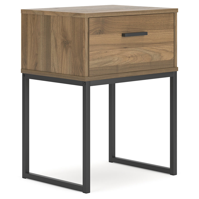 Deanlow Honey Brown and Black 1-Drawer Nightstand