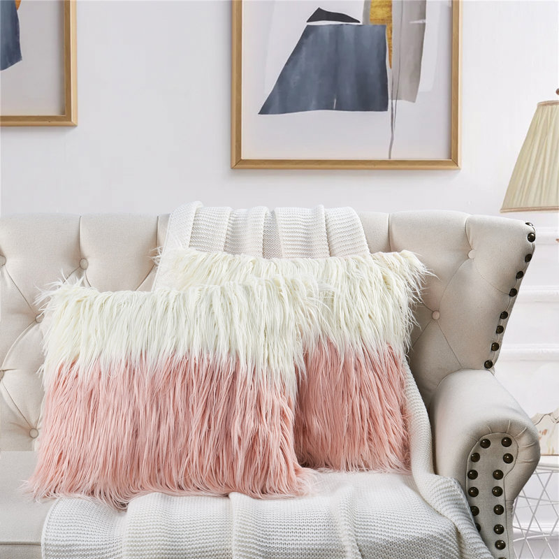 Geometric Square Cushion Cover, Pink