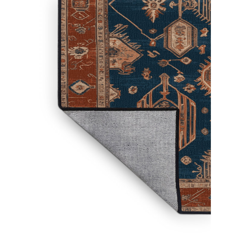 Machine Washable Art Deco Brown Area Rug, Square 5'
