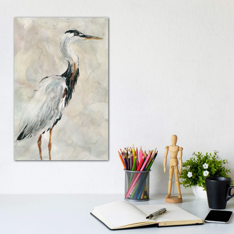 Crane At Dusk I by Carol Robinson - Painting on Canvas, 101.6 cm H x 66.04 cm W x 1.91 cm D, No Frame