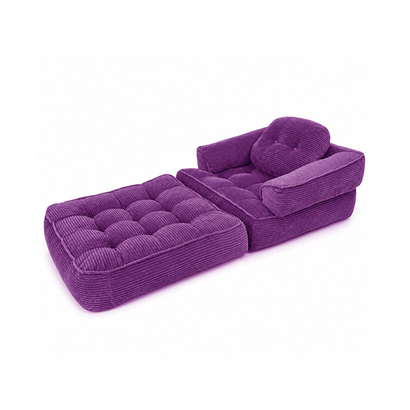 Fauteuil convertible Boneless, Velours côtelé mauve