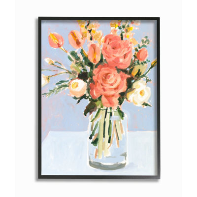 «Blush Tulip and Rose Spring Floral Bouquet» par Victoria Borges, impression sur bois