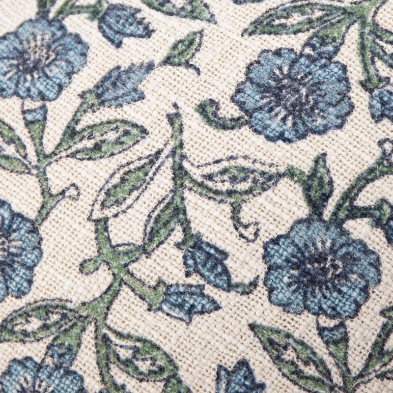 Delphine Floral Cushion Cover Floral Square Throw Pillow Cover, Blue