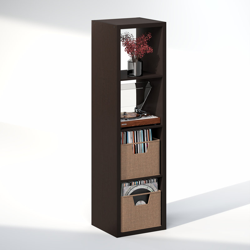 Tanvee 147.19cm H Media Shelves, Dark Oak