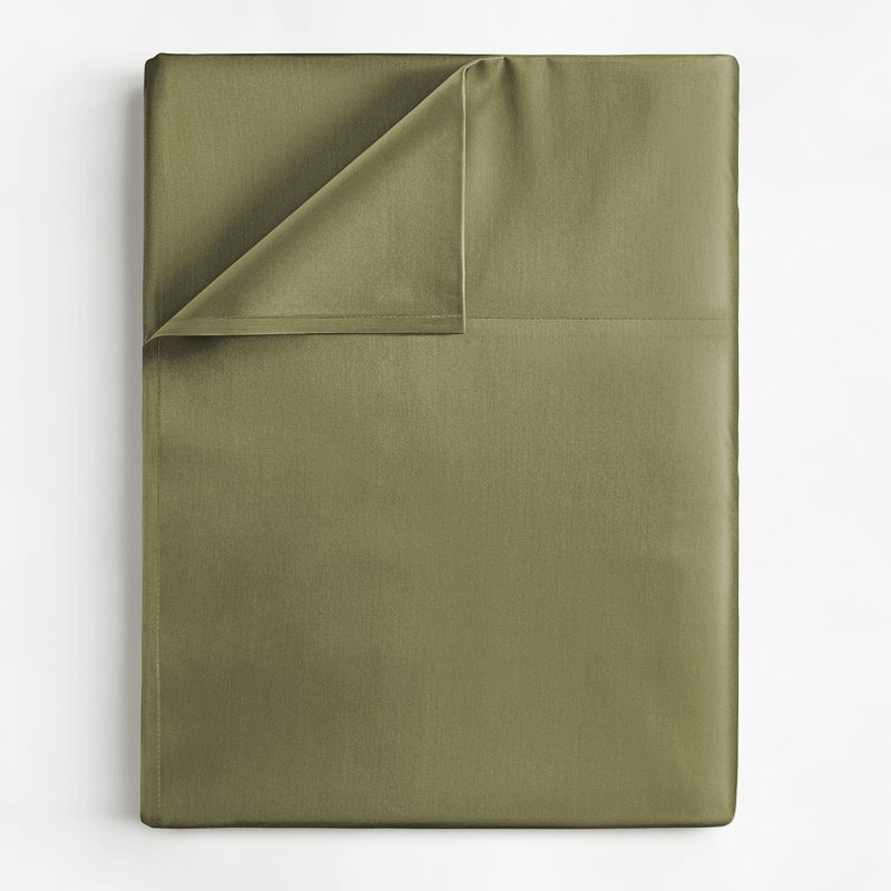 Drap plat doux - Drap de dessus rafraîchissant, respirant et infroissable, Grand lit, Vert sauge