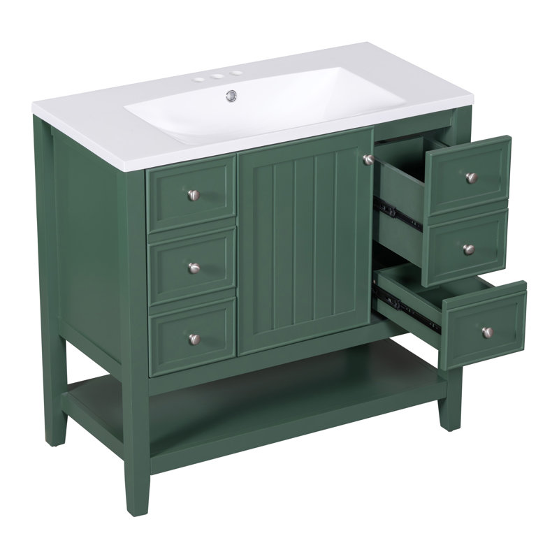 Charming Bathroom Vanity With Versatile Storage And Stylish Design For Enhanced Bathroom Experience., Green