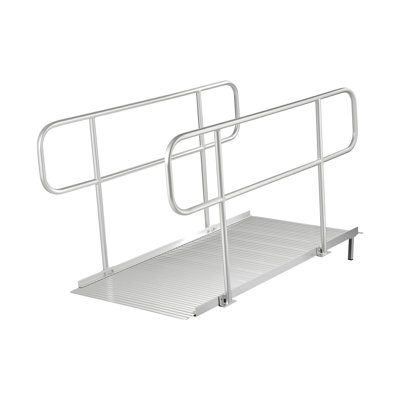 Wheelchair Ramp with Handrails, 71.1 x 32.7 in, Heavy Duty Wide Aluminum Wheelchair Ramp with Adjustable Legs, 1000 lbs Capacity, Portable Threshold Ramps for Home Steps, Stairs, Doorways, Curbs