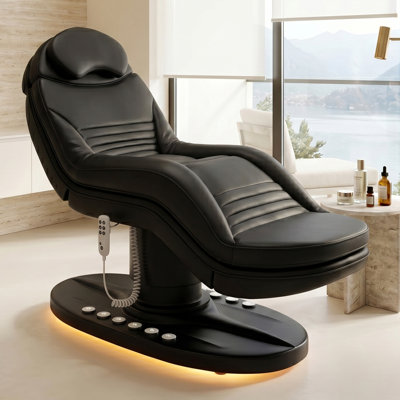 Lit de massage réglable entièrement électrique avec lit de massage esthétique et ergonomique pour prolonger les cils, tatouer, épiler et passer un contrôle médical, noir