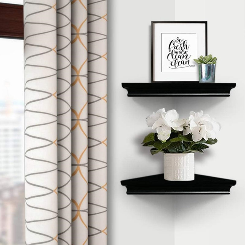 Stylish Wall Mounted Corner Shelf, Black