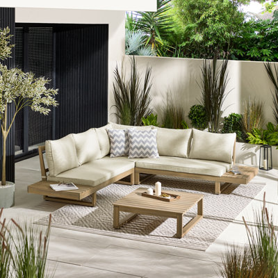 Giyana 6 Person Solid Wood Outdoor Convarsation Set With Coffee Table - Lounge For Modern Garden