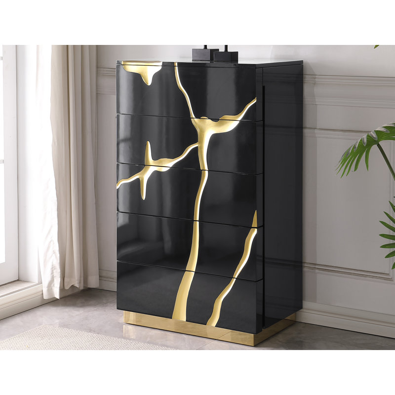 Milan 5 Drawer Chest, Black