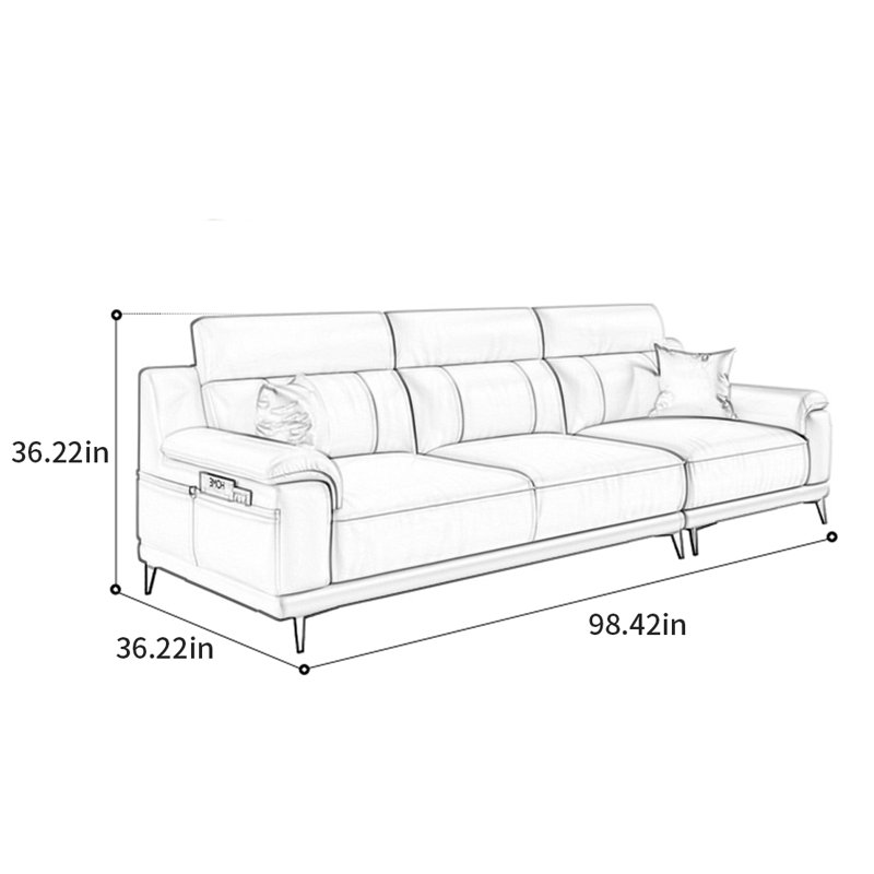 Canapé de luxe American, H 36,22 po x l 98,42 po x P 36,22 po, 3