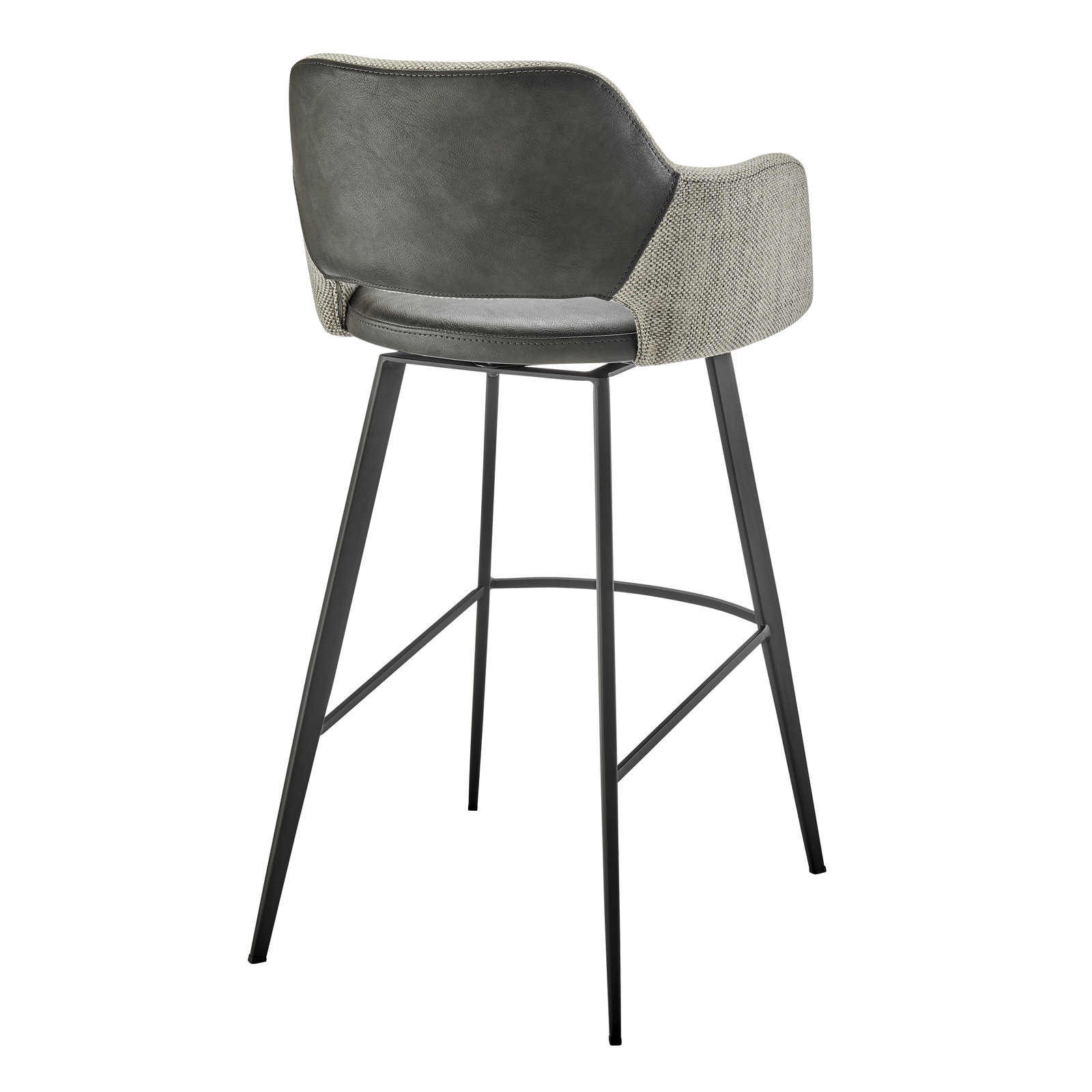Ivonne Swivel Bar and Counter Stool, Bar Stool (29.34” Seat Height), Dark Gray Faux Leather