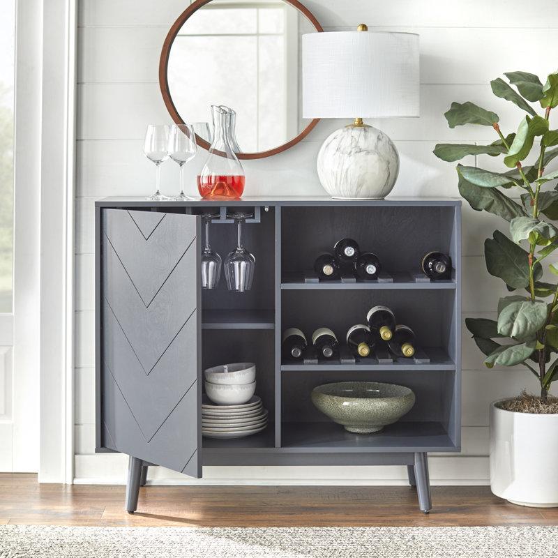 Antoniette 42.25'' Bar Cabinet, Charcoal Gray