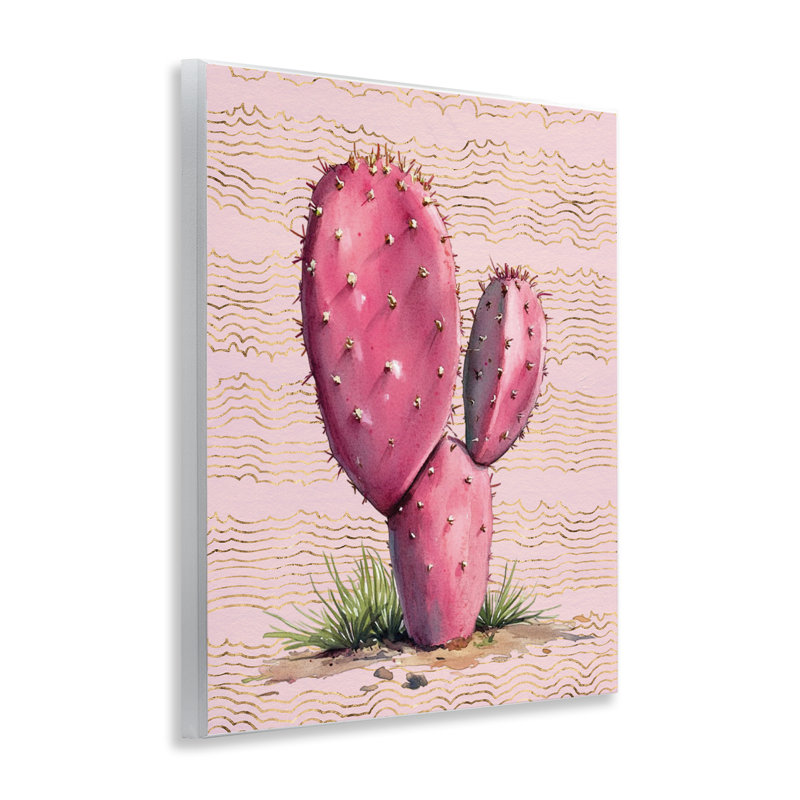  Art mural cactus rose avec figue de barbarie