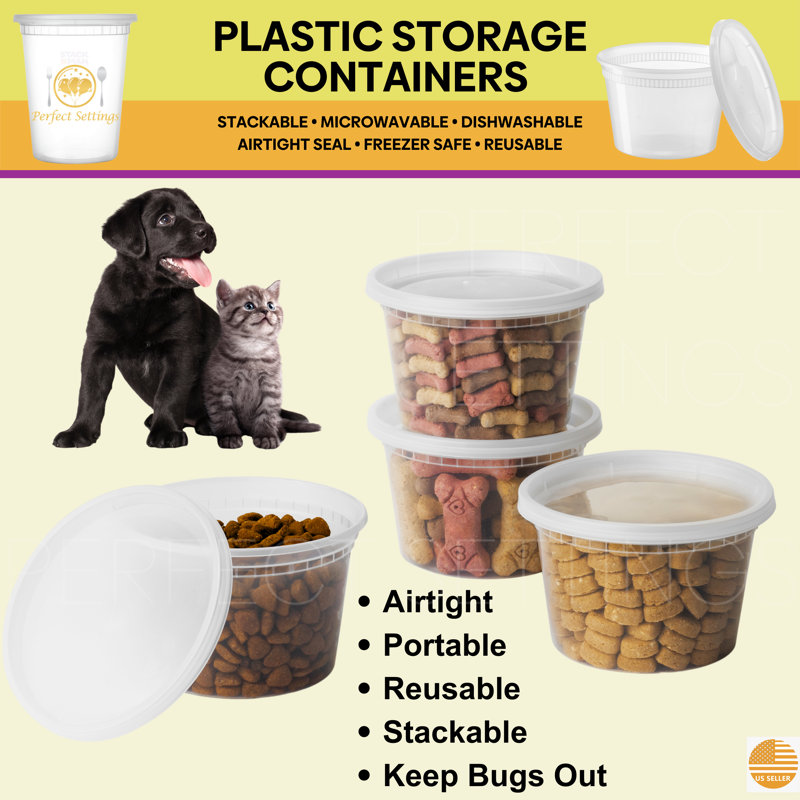 Clear 16oz Plastic Meal Prep Containers with Snap Lids, Set of 40