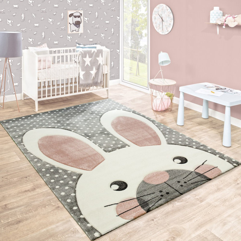Finchamp Pink/Grey/White Rug, Rectangle 160 x 230cm
