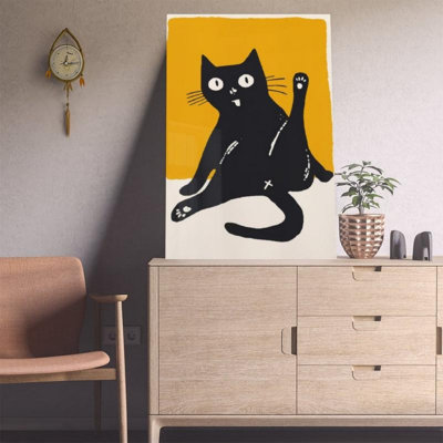 Impression rétro sur toile d'un chat noir mignon - Urban Studio