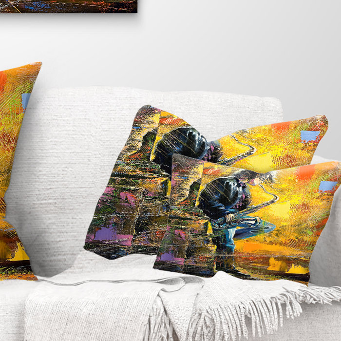 Coussin décoratif «Man with Saxophone - Contemporary», Rectangulaire, 12 po x 20 po